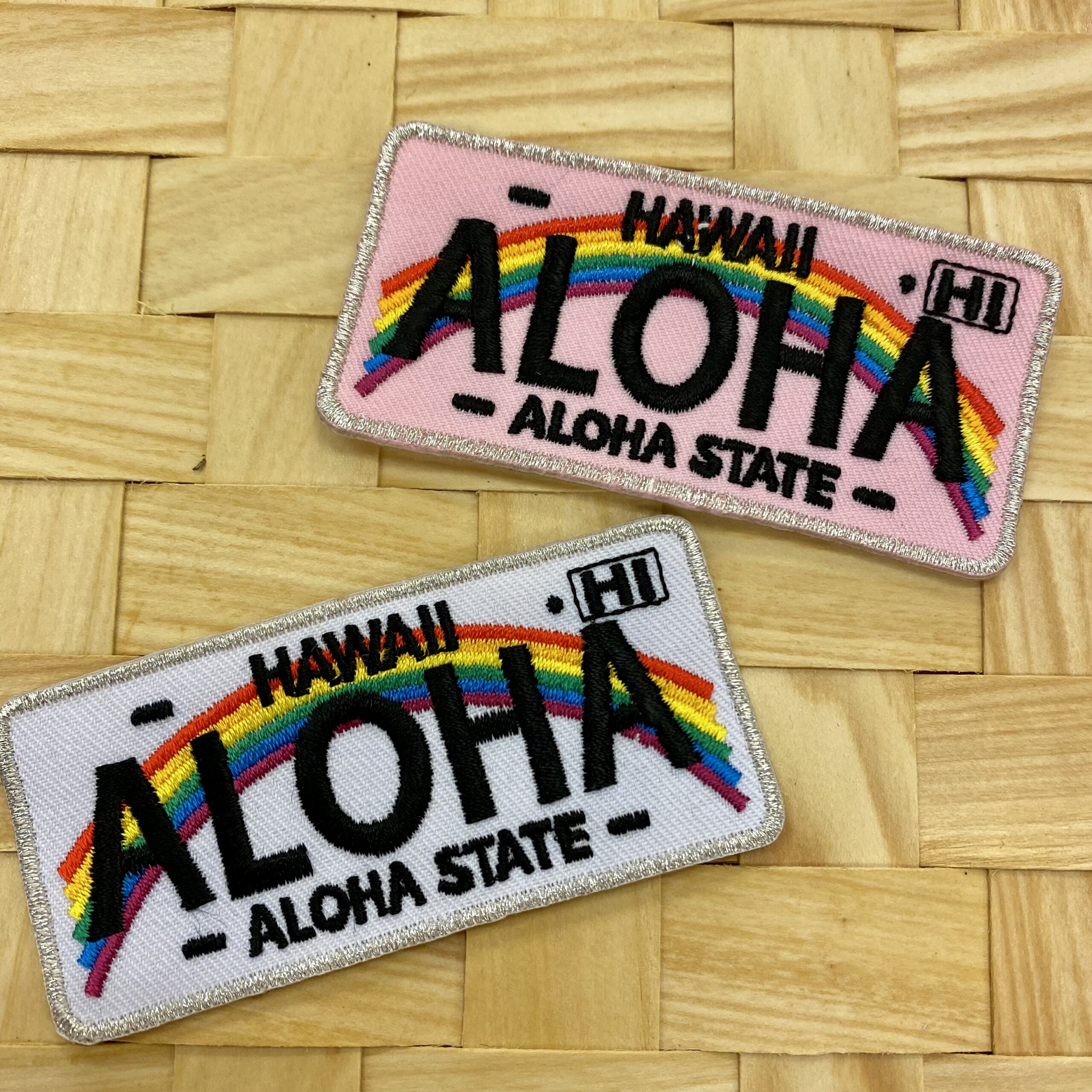 ハワイアンアイロンアップリケ Aloha HAWAII 長方形 アロハ アイロン ワッペン パッチ ハワイアン雑貨 簡単 かわいい おしゃれ